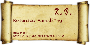 Kolonics Varsány névjegykártya